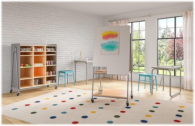 Safco Products AlphaBetter 2.0 Height – Adjustable Student Desk with Swinging Footrest Bar, Sit to Stand, 22"-30", Dry Erase