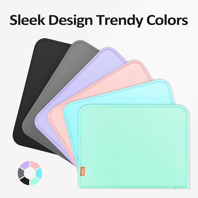 Sooez Accordion File Organizer with Safe Zipper, 7 Pockets Expanding File Folder, Heavy Duty Folder Organizer, Sleek Letter Size Accordion Folder, Portable Expandable File Folder for Documents, Grey