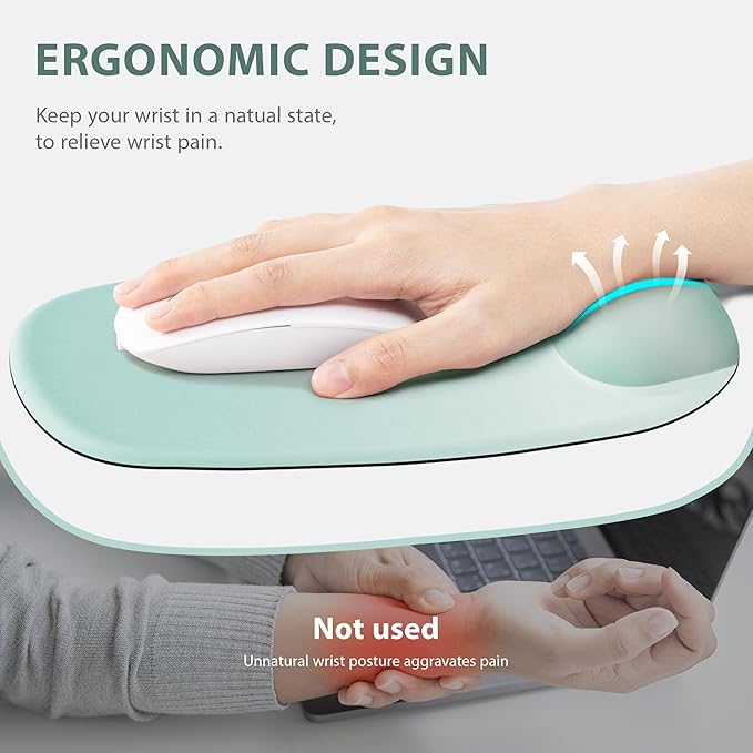 Ospelelf Wrist Rest for Keyboard and Mouse Ergonomic Mouse Pad with Wrist Support Memory Foam Wrist Rest for Computer Keyboard,3-in-1 Gel Mouse and Keyboard Pad for Office Green Gradient