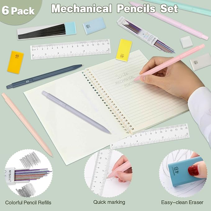HRFGWDD 52 PCS Aesthetic School Supplies with Highlighters, Mechanical Pencils, Color Ink Gel pens, Pencil Case, Bible Study Supplies, Pens Pencils and Highlighters Set, Stationary Set for Student