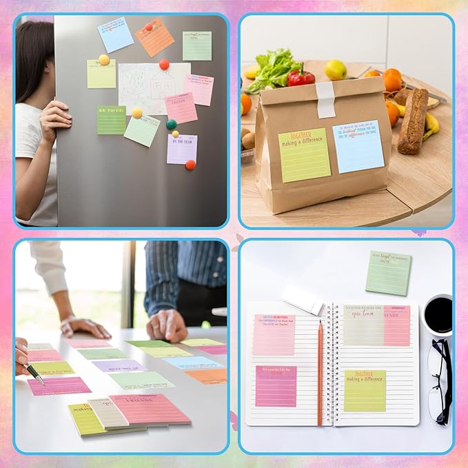Yinder 24 Pcs Employee Appreciation Sticky Notes New Year Gift Bulk Motivation Sticky Note Pads Inspirational Gift for Teacher Nurse Staff Coworker Office Supply 3 x 3'' (Appreciation,Bright)