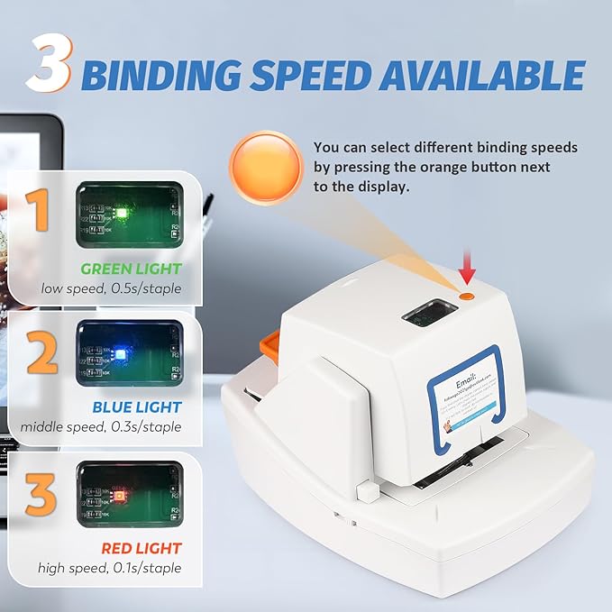 Upgraded Electric Stapler, 65 Sheets Capacity, Binding Speed & Margin Adjustable, Automatic Heavy Duty Stapler Including 5500 Staples, Jam-Free