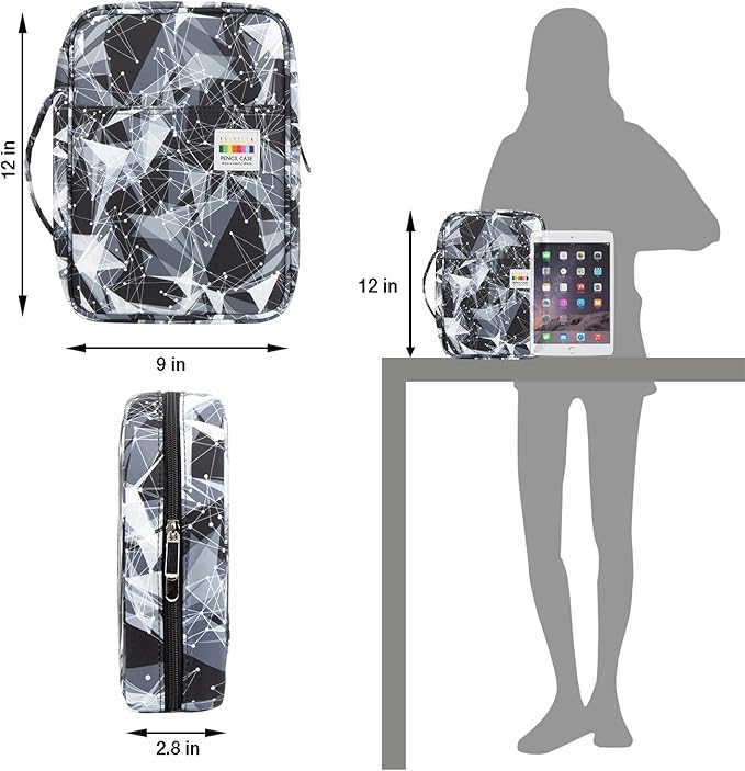 YOUSHARES Big Capacity Colored Pencil Case - 220 Slots large Pen Case Organizer with Multilayer Holder for Prismacolor Colored Pencils & Gel Pen (Constellation Geometry)