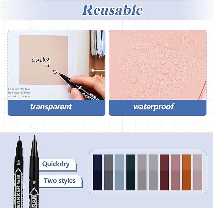 Jutom 39 Pcs Aesthetic Book Annotation Kit Highlighter with Pencil Case Bag Gel Pen Transparent Sticky Note Taking Bible Study College School Supplies(Black,Cute Style)