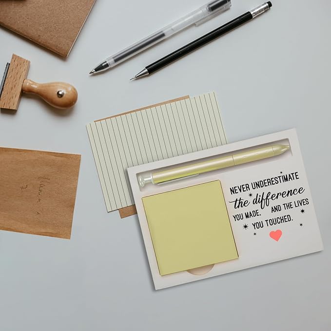 Never Underestimate The Difference You Made Appreciation Thank You Retirement Leaving Gift for Employee Coworkers Friends Boss Teacher Mentor Self-Stick Note Pad Holders ZBA16