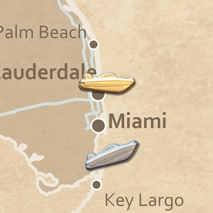 Motor Boat Push Pins - Silver Speedboat Map Pins for Cork Boards, Maps, or Lapel Use - Designed in USA - Set of 20