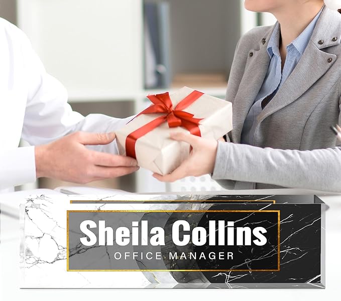 Custom Name Plate for Desk, Employee Appreciation Gifts, Office Decor, Acrylic Personalized Desk Accessories, Funny Gifts for Coworkers Boss Teacher (Black/White A)