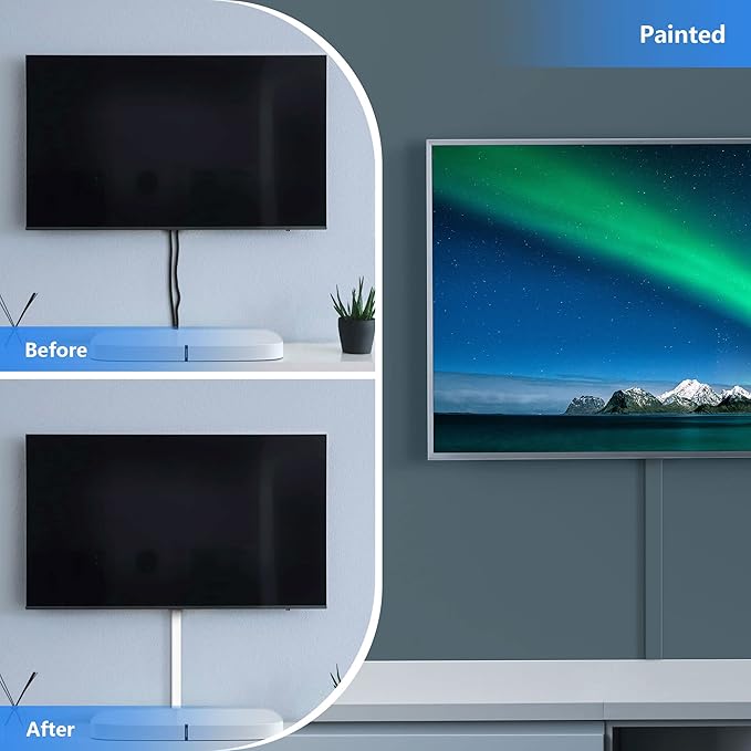 102in TV Wall Cord Hider, Cord Covers for Wall Mounted TV, Paintable TV Cable Hider Wall Kit, PVC Wire Hiders for TV on Wall, Cable Cover Wall Wire Cover, Cable Raceway White, 6X L17in W0.95 H0.59in