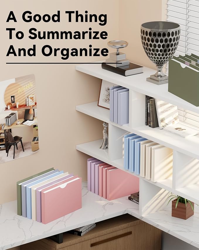 ANSOOK Plastic File Jackets File Pockets,1" Legal Size Manila File Folder,12 Pack Project File Folders,Heavy Duty Manila Pocket Folder for Cabinet,Assorted Colors Manila Job Folder for Office School