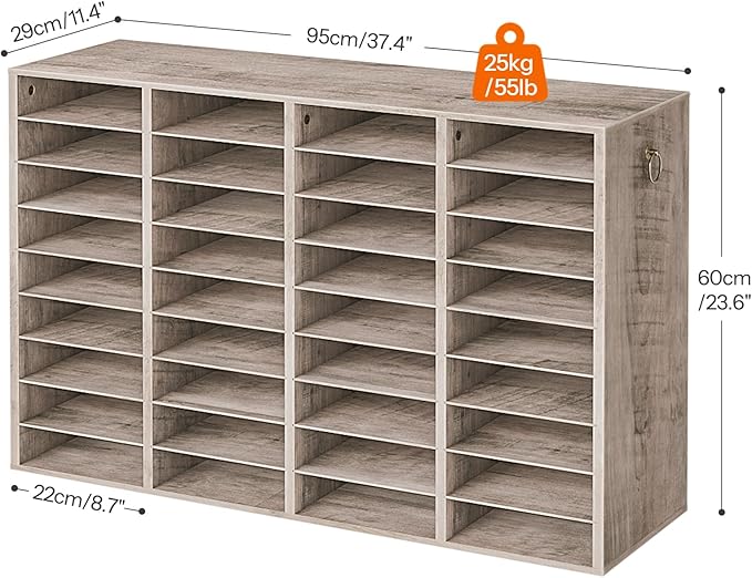 HOOBRO Wooden Literature Organizer, 36-Slot Mail Sorters, Removable Classroom Mailbox, Student Mailboxes for Classroom, Paper Storage Organizer, for Home, Office, Study, Classroom, Greige BG36WF01