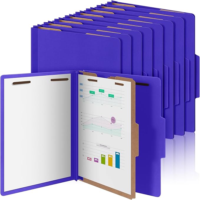 Skyygemm 24 Pcs Classification Folders Letter Size, 1 Divider Pressboard File Folder with Fasteners, Expanding File Organizer Bulk for Teachers, Clergy, Office, Church, Christmas Donations (Purple)