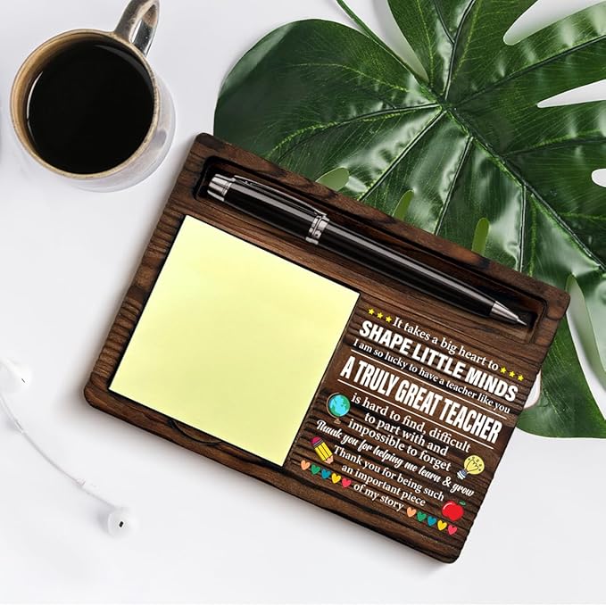 Thank You Teacher Gifts for Women Men Sticky Note Holder Teacher Appreciation Gifts for Birthday Retirement It Takes a Big Heart to Shape Little Minds Self-Stick Note Pad Holders Home Office Decor