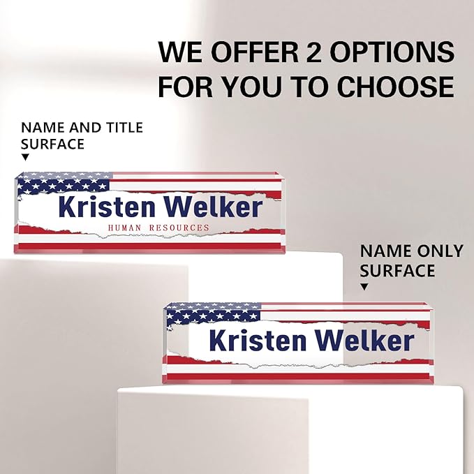 Custom Flag Name Plate for Desk, Desk Name Plate Personalized, Office Decor for Women Men, Acrylic Desktop Accessories, Office Appreciation Gifts for Boss Social Workers Nurse Teacher Employee (Flag A)