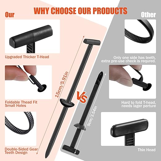 180 PCS 2026 New Upgrade Nylon Universal Cable Tie Buckle, with Clear Storage Box, Double-Sided Style Cable Tie Buckle, 5.91IN Extended Length Zip Tie for Car Repair (Fender, Bumper, Trunk Liner)