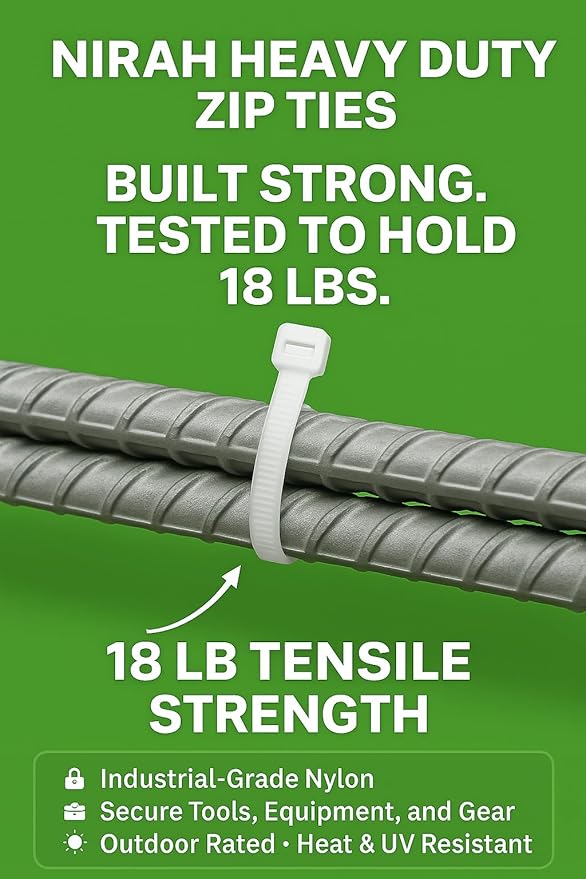 Small Zip Ties 4 inch Clear, 18lb Strength, UV-Resistant, Self-locking PA66 Small Cable Ties White, Mini Zip Ties, Tiny Tie Wraps, Little Wire Ties for Home, Office, Garden, Cable Management by Nirah