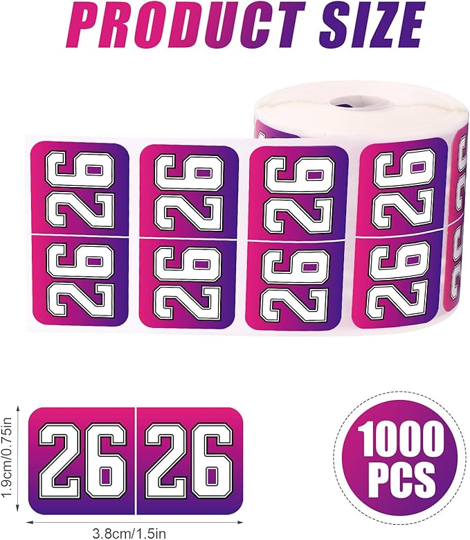 1000pcs 2026 Year Stickers, 3/4x1-1/2 Inch 26 Year Colored Self-Adhesive Stickers File Folder Labels Decals for Tab File Folders Office Supplies (Gradient)