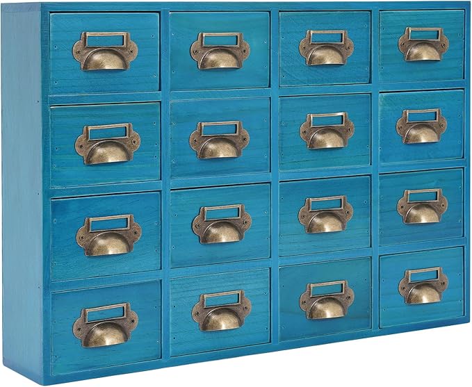 Vintage 16-Drawer Storage Cabinet – Multipurpose Desktop Organizer for Office, Craft & Home
