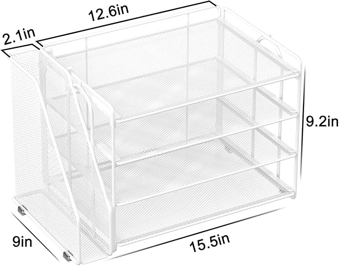 Spacrea Desk Organizers and Accessories, Paper Organizer for Desk with File organizer, Desk Accessories & Workspace Organizers for Office Supplies (White)