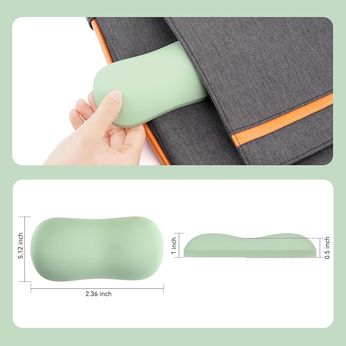MOSISO Wrist Rest Silicone Ergonomic Air Cushion Mouse Support Pad, Keyboard Mouse Wrist Support for Typing, Gaming Pain Relief Pad Wrist Cushion for Computer, Laptop, Home & Office, Green