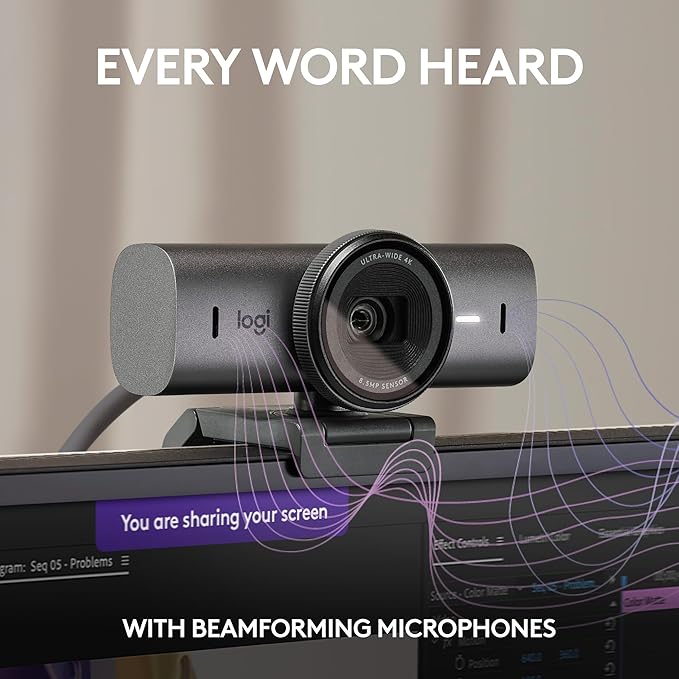 Logitech MX Brio Ultra HD 4K Collaboration, Streaming Webcam, 1080p at 60 FPS, Show Mode, Works with Microsoft Teams, Zoom, Google Meet, Nintendo Switch 2 New GameChat - Graphite