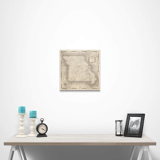 Push Pin Missouri Map Board - With Push Pins to Mark Missouri Travel - Handmade in Ohio, USA - Design: Rustic Vintage