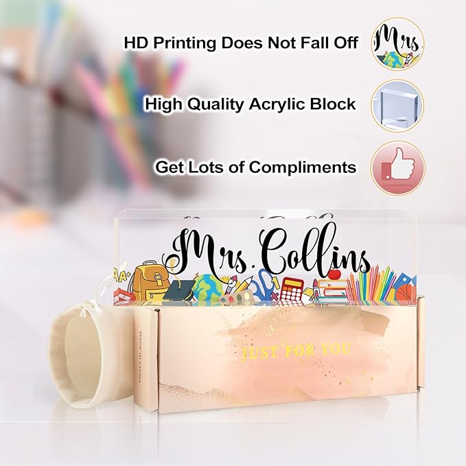 Custom Name Plate for Desk, Employee Appreciation Gifts, Office Decor, Acrylic Personalized, Desk Accessories, Funny Gifts for Coworkers Boss Teacher (Teacher A)