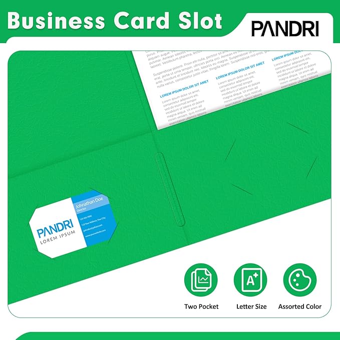 Two Pocket Folders, PANDRI 125 Pack 2 Pocket Folders, Letter Size Paper File Folder for School Office Home Business, Assorted 5 Colors