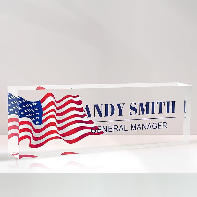 Name Plate for Desk-Personalized Name Plates for Desk-American Flag Name Plate Personalized for Office-Gifts for Boss Men Employee Appreciation Office Desk Decor (US Flag 3)