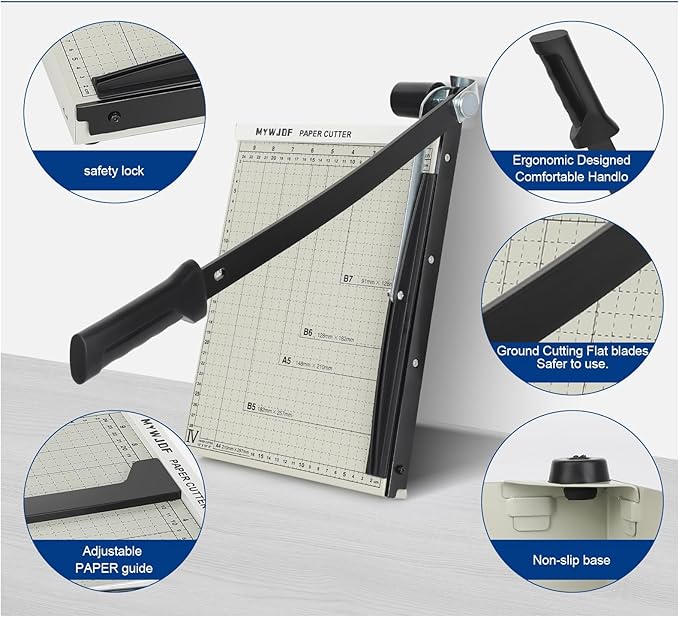 Paper cutterGuillotine Paper Cutter：Guillotine Paper Cutter Accurate Cutting with Safety Guard,8 Sheets Capacity,Magnetic Guide,Heavy Duty Metal Base, Perfect for Cardstock,Cardboard,Vinyl,Crafts