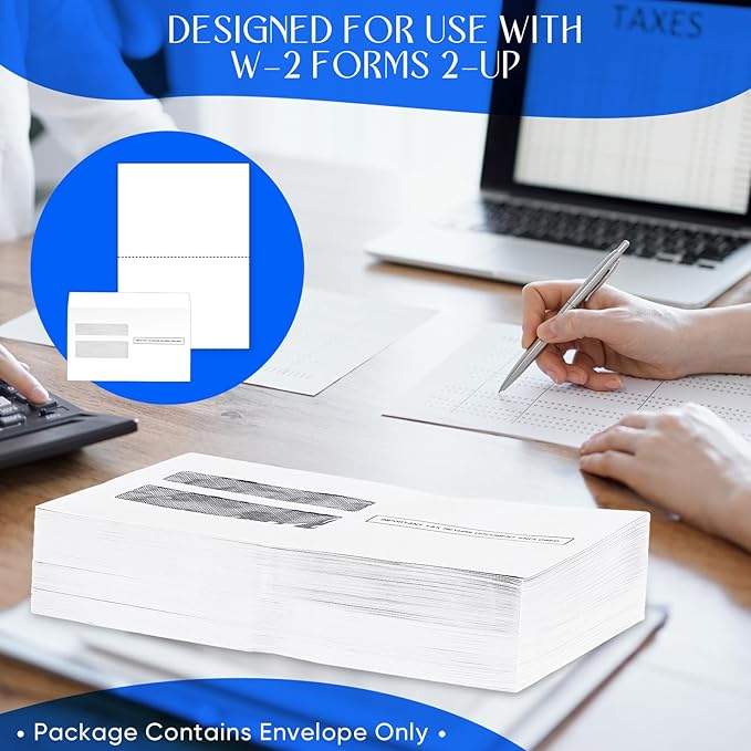 Sayglossy 50 Pcs W2 Envelopes 2025 Double Window Self Sealed Tax Security Envelopes, 9-1/4" X 5-5/8"