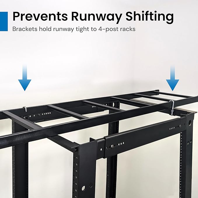 ICC Cable Runway Relay Bracket Kit – 4-Post Rack | Steel, Black Powder Coat, Rack Integration