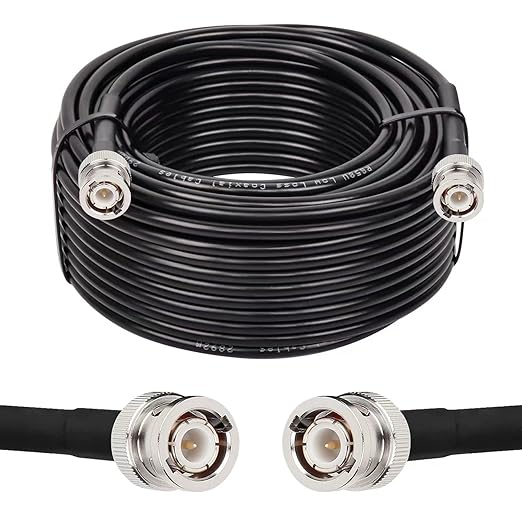 BNC Male to Male Coax Cable 75ft, 50 Ohm RG58 Coaxial Cable With Connectors
