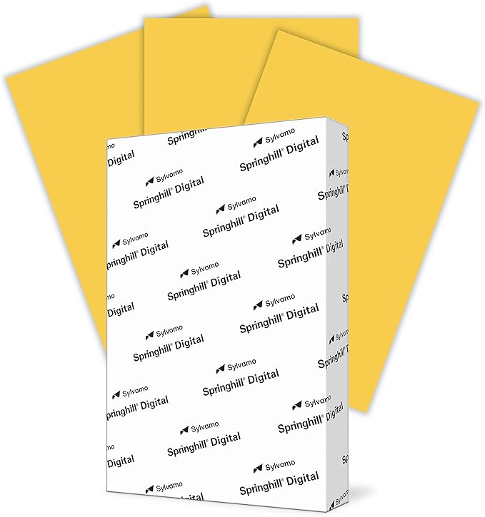 Springhill 8.5” x 11” Goldenrod Yellow Colored Cardstock Paper, 67lb Vellum Bristol, 147gsm, 250 Sheets (1 Ream) – Premium Lightweight Cardstock, Vellum Printer Paper with Textured Finish – 086008C