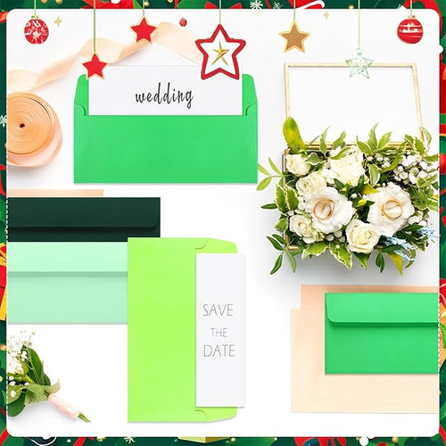 500 Pcs #10 Colored Envelopes Letter Size Business Envelopes Neon Adhesive Standard for Office Check Invoices Letters Letterhead Invitations Announcements 4-1/8 x 9-1/2''(Green Series)