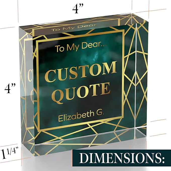 Personalized Gifts, Custom Quote Block Letter Board,Crystal-Clear Acrylic with Gift Box,17 Styles, Holiday and Christmas Gift for Mom, Dad, Girlfriend, Him or Her, Husband, Wife (4"x4, Affluent)
