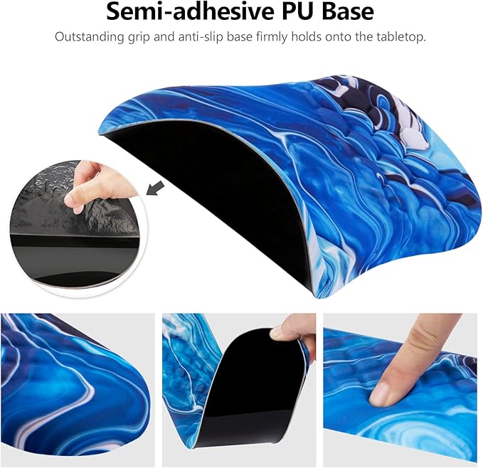 Mouse Pad Wrist Support, Laokiiy 2 in1 Keyboard Wrist Rest+ Ergonomic Mouse Pad, Non-Slip Wrist Rest for Computer Keyboard, Made Easy Typing & Relieve Wrist Pain Ocean Blue