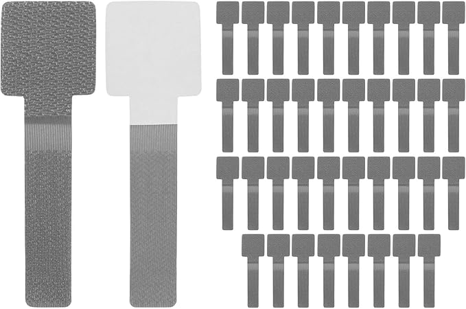 40-Pack Hook and Loop Cable Ties, 3.5 x 1.1 Inch Adjustable Self-Adhesive Cord Organizer for Desk/Home/Wall/Office Essentials, Cable Management Under Desk [Gray]