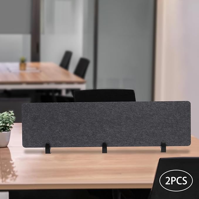 Desk Divider,Modern Stand Up Desk Store ReFocus Raw Clamp-On Acoustic Desk Divider Mounted Privacy Panel,Sound Blocking Desk Divider,Desktop Mounting (60inx16in)