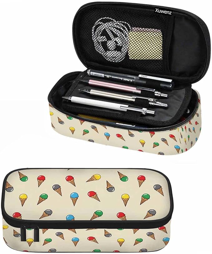 Ice Cream Pencil Case Sweet Dessert Summer Tropical Colorful Pencil Bag Pouch Box Organizer for College School Students Boy Girl