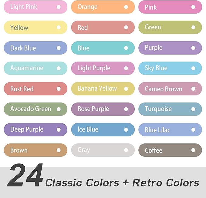 HANKU Pastel Highlighters Set, 24 Unique Retro Colors, Highlighters Assorted Colors, Quick Dry Dual tip and Fine Tip No Bleed Highlighter Markers for Bible Journals Planners Books Notes