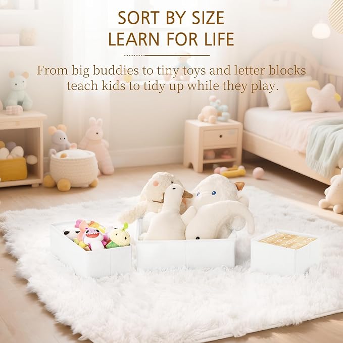 Criusia 15 Pack Drawer Organizer for Clothes, Foldable Dresser Dividers with 3 Sizes, Fabric Storage Bins – White