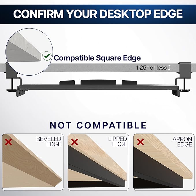 VIVO Large Clamp-on Computer Keyboard and Mouse Under Desk Slider Tray, 27 x 11 inch Pull Out Platform Drawer, Bamboo, MOUNT-KB05O