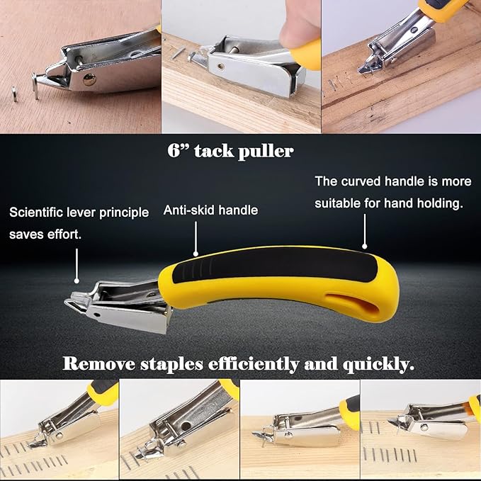 Sunxeke 4Pcs Upholstery Staple Remover Tool Set Including 7inch End Cutting Plier,V Tip Tack Puller,U Tip Tack Puller,Staple Remover,Nail Puller Carpet Remover for Furniture Floor Photo Frame