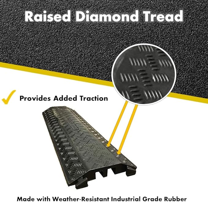 Kable Kontrol Drop Over Floor Cord Cover – 40” Inch Long 2 Channel Cable or Wire Protector – 5 Pcs Bulk Pack - Rubber Ramp for Indoor and Outdoor Use – Black