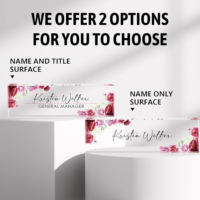 Personalized Name Plates for Office - Gifts for Teacher, Boss, Employee Appreciation - Office Desk Decor (Rosy)