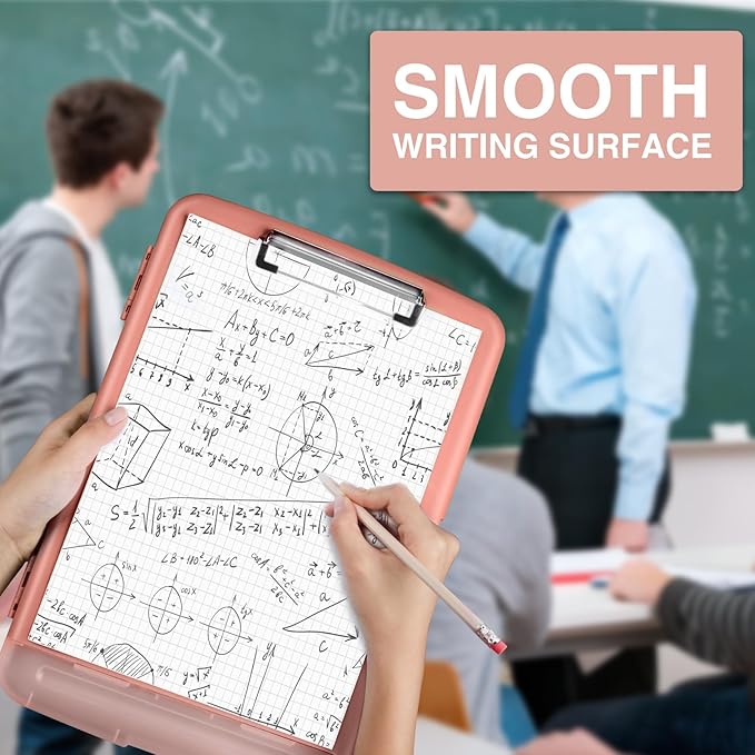 Sooez Clipboard with Storage, High Capacity Nursing Clip Board 8.5 x 11 with Pen Holder & Low Profile Clip, Plastic Clipboards Case Box, Teacher Must Haves School Office Supplies,Letter Size/ A4