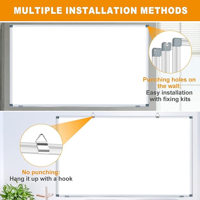 H-Qprobd 5' x 4' Dry Erase Board for Wall 60" x 48" (2 Pack) Magnetic Presentation Whiteboard with Long Pen Tray, Wall-Mounted White Boards Large Whiteboard Including 8 Markers, 16 Magnets, 2 Erasers