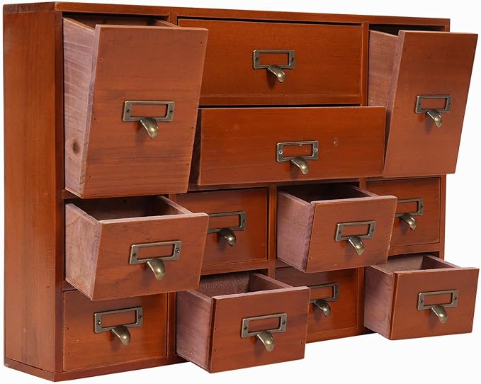 Vintage 12-Drawer Storage Cabinet – Multipurpose Desktop Organizer for Office, Craft & Home