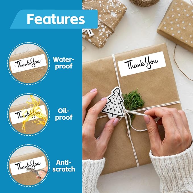 NineLeaf 4 Roll 3''x1'' Direct Thermal Label Barcodes Postage Shipping Address Labels with 2000 Labels/Roll Compatible for Zebra Eltron Rollo Desktop Label Printers