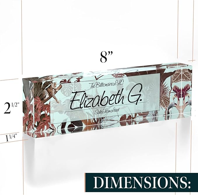 Desk Name Plate Personalized, Custom Name Plates for Desk, 2½/x8 Inches, Thick Crystal-Clear Acrylic, Gift Box, Office Desk Decor. USA Made by ACRYLUXE (Autumn)